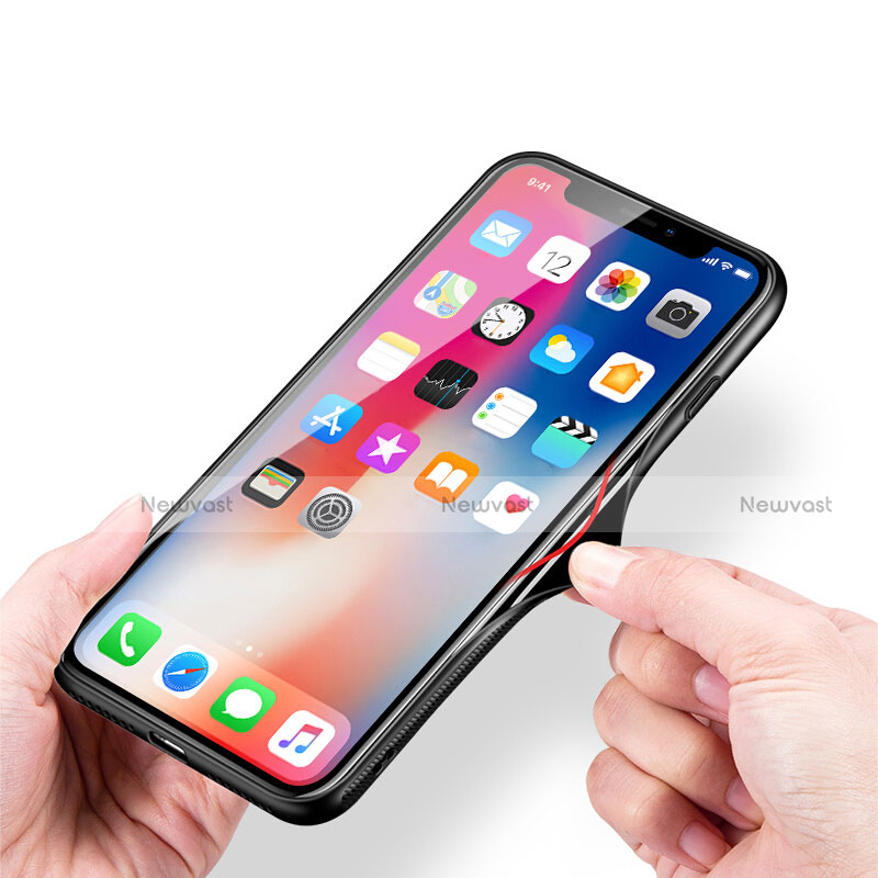 Silicone Transparent Mirror Frame Case 360 Degrees T04 for Apple iPhone Xs Max Black