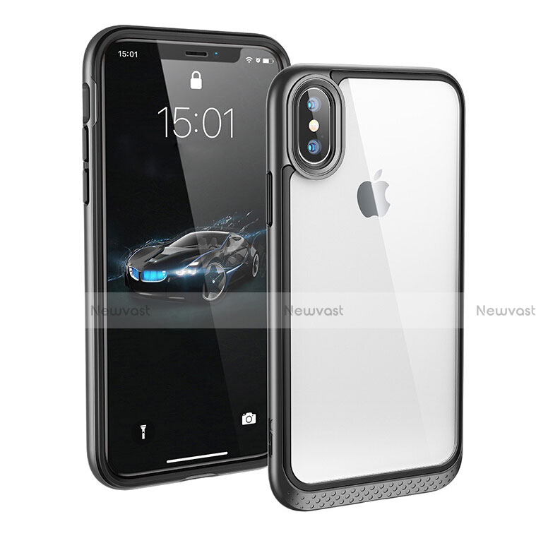 Silicone Transparent Mirror Frame Case 360 Degrees T08 for Apple iPhone X Black