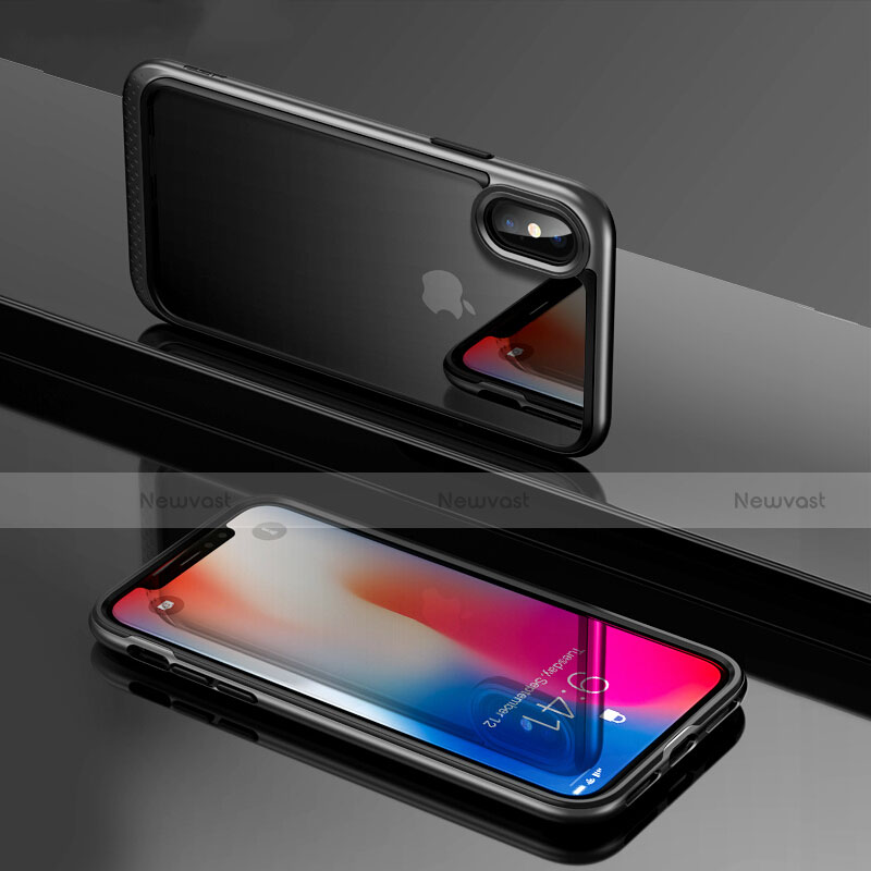 Silicone Transparent Mirror Frame Case 360 Degrees T08 for Apple iPhone Xs Max Black