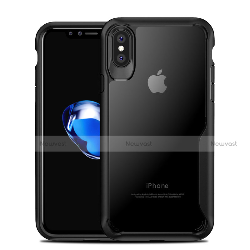 Silicone Transparent Mirror Frame Case 360 Degrees T10 for Apple iPhone Xs Black