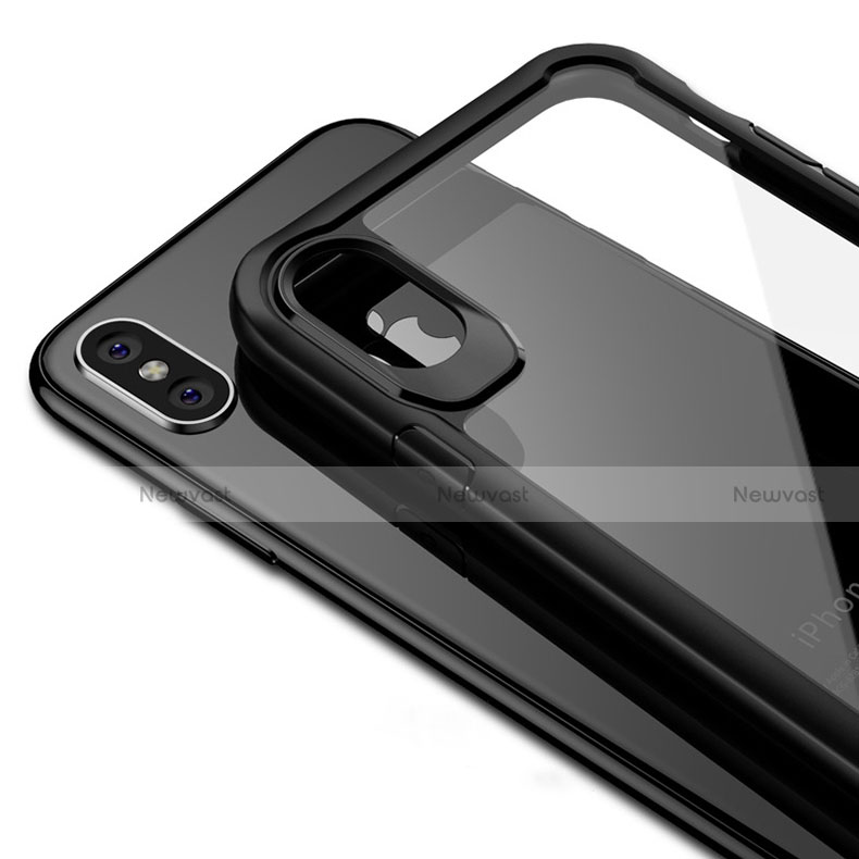 Silicone Transparent Mirror Frame Case 360 Degrees T10 for Apple iPhone Xs Max Black