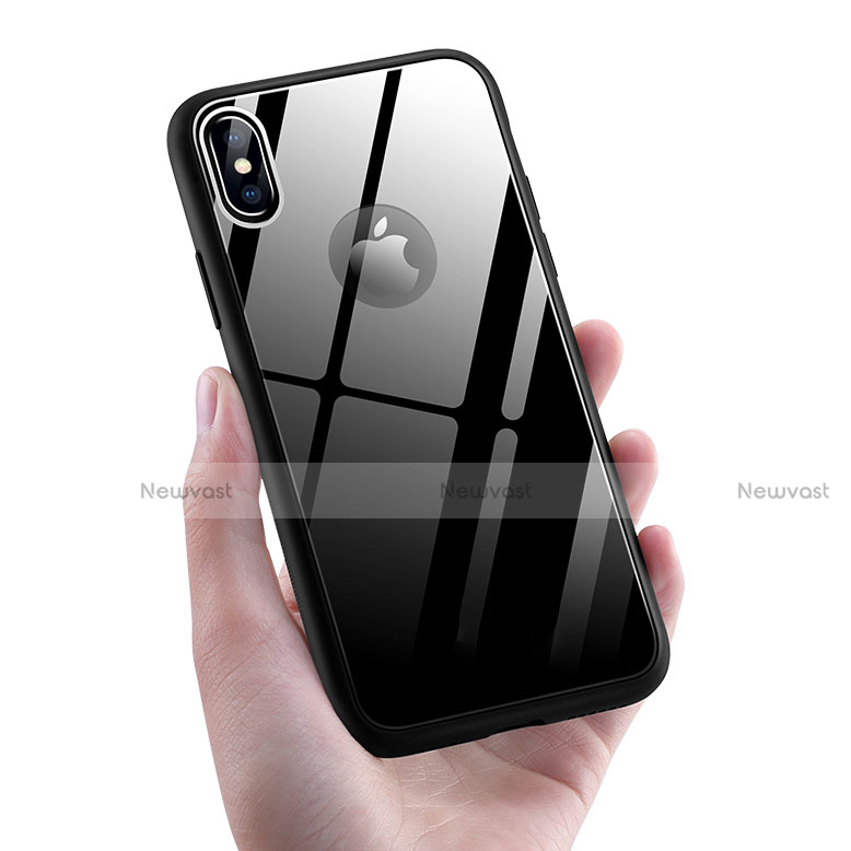 Silicone Transparent Mirror Frame Case 360 Degrees T15 for Apple iPhone X Black
