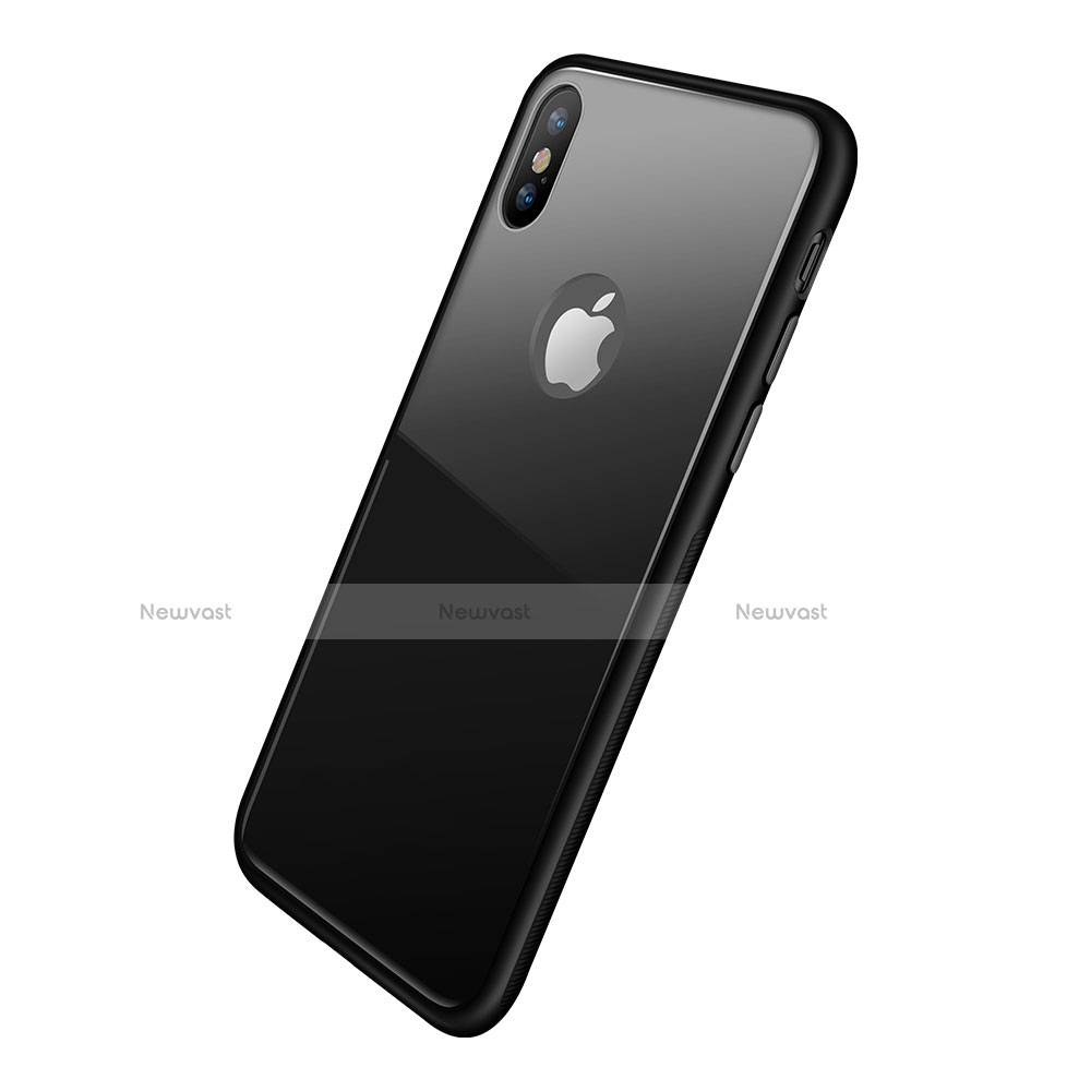 Silicone Transparent Mirror Frame Case 360 Degrees T15 for Apple iPhone X Black
