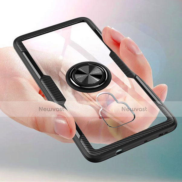 Silicone Transparent Mirror Frame Case 360 Degrees with Magnetic Finger Ring Stand for Huawei Mate 20