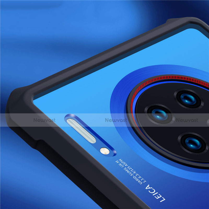 Silicone Transparent Mirror Frame Case 360 Degrees with Magnetic Finger Ring Stand for Huawei Mate 30 Pro