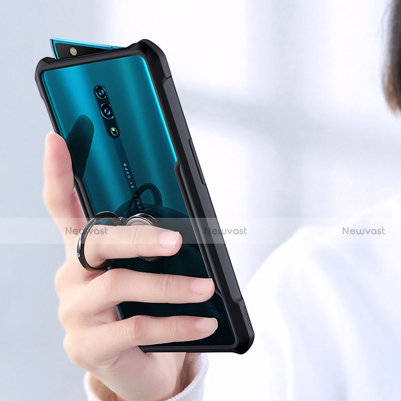 Silicone Transparent Mirror Frame Case 360 Degrees with Magnetic Finger Ring Stand for Oppo Reno