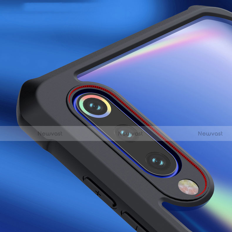 Silicone Transparent Mirror Frame Case 360 Degrees with Magnetic Finger Ring Stand for Xiaomi Mi 9 Pro