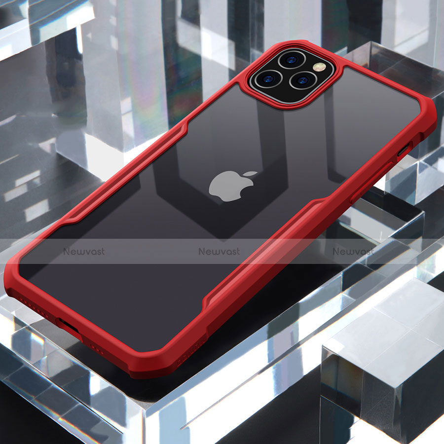 Silicone Transparent Mirror Frame Case Cover for Apple iPhone 11 Pro Red