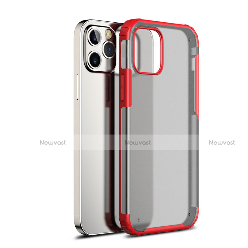 Silicone Transparent Mirror Frame Case Cover for Apple iPhone 12 Max Red