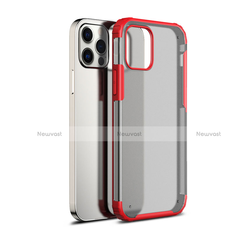 Silicone Transparent Mirror Frame Case Cover for Apple iPhone 12 Pro Max Red