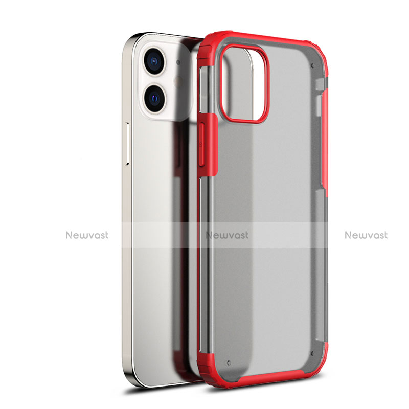 Silicone Transparent Mirror Frame Case Cover for Apple iPhone 12 Red