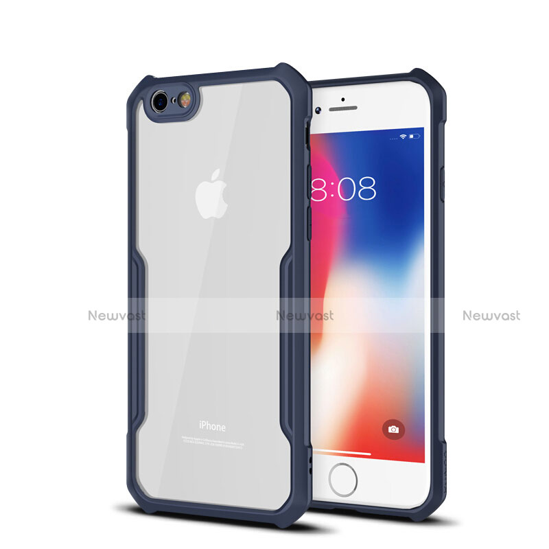 Silicone Transparent Mirror Frame Case Cover for Apple iPhone 6S Blue