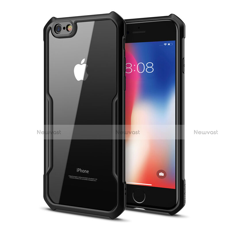 Silicone Transparent Mirror Frame Case Cover for Apple iPhone 6S Plus Black