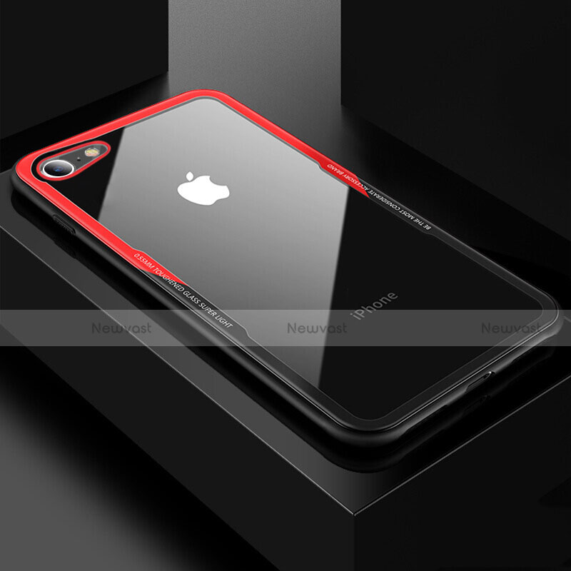 Silicone Transparent Mirror Frame Case Cover for Apple iPhone SE (2020) Red and Black