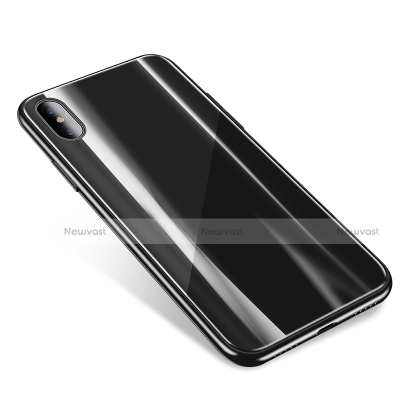 Silicone Transparent Mirror Frame Case Cover for Apple iPhone Xs Black