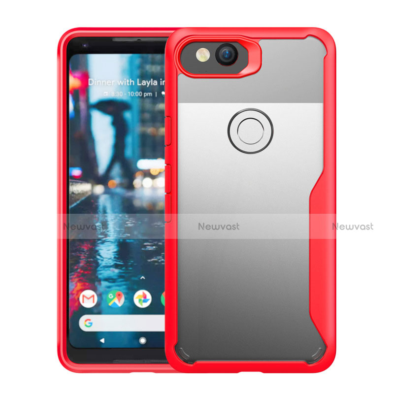 Silicone Transparent Mirror Frame Case Cover for Google Pixel 3 Red
