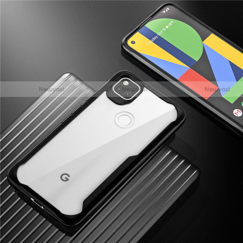 Silicone Transparent Mirror Frame Case Cover for Google Pixel 4a