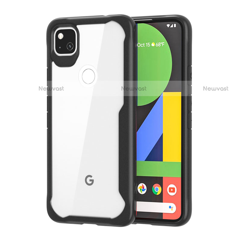 Silicone Transparent Mirror Frame Case Cover for Google Pixel 4a Black