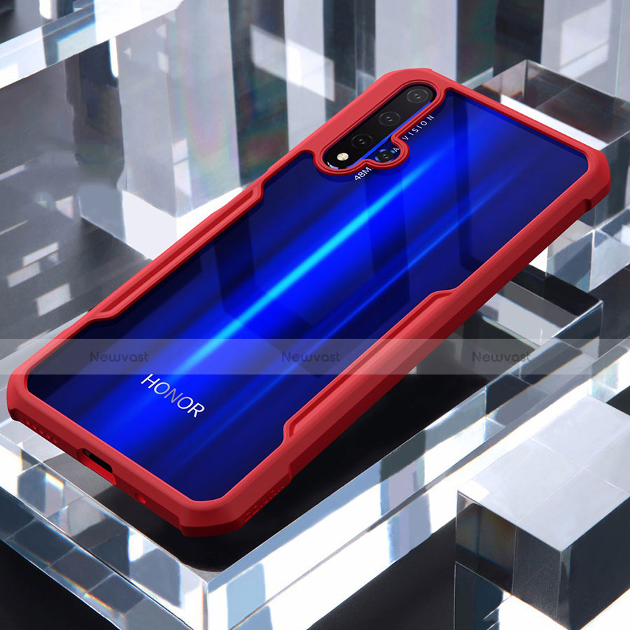 Silicone Transparent Mirror Frame Case Cover for Huawei Honor 20 Red