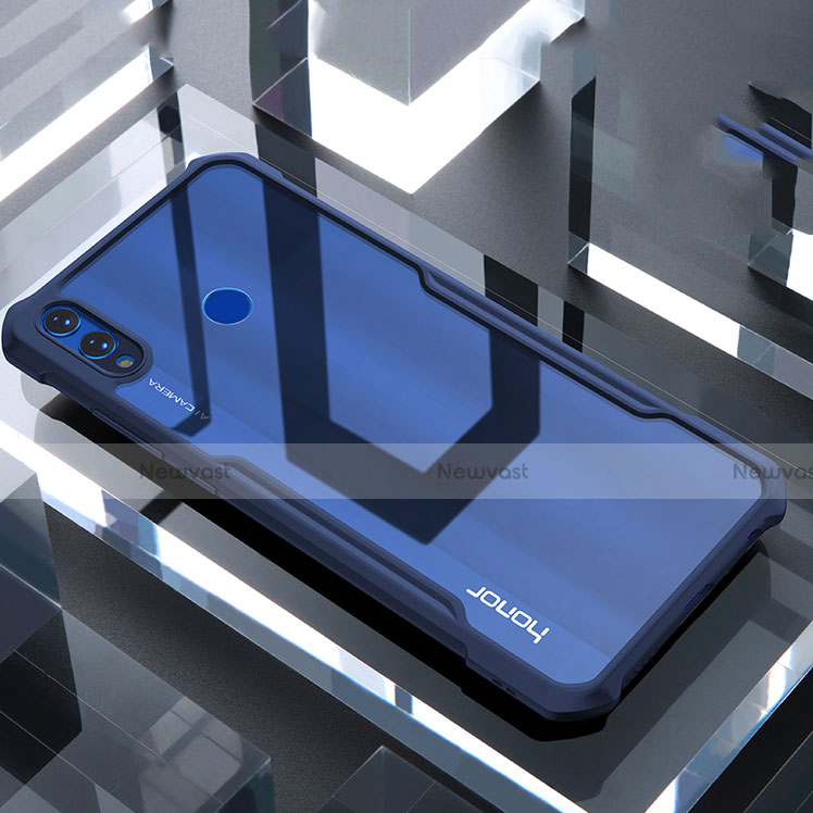Silicone Transparent Mirror Frame Case Cover for Huawei Honor V10 Lite Blue