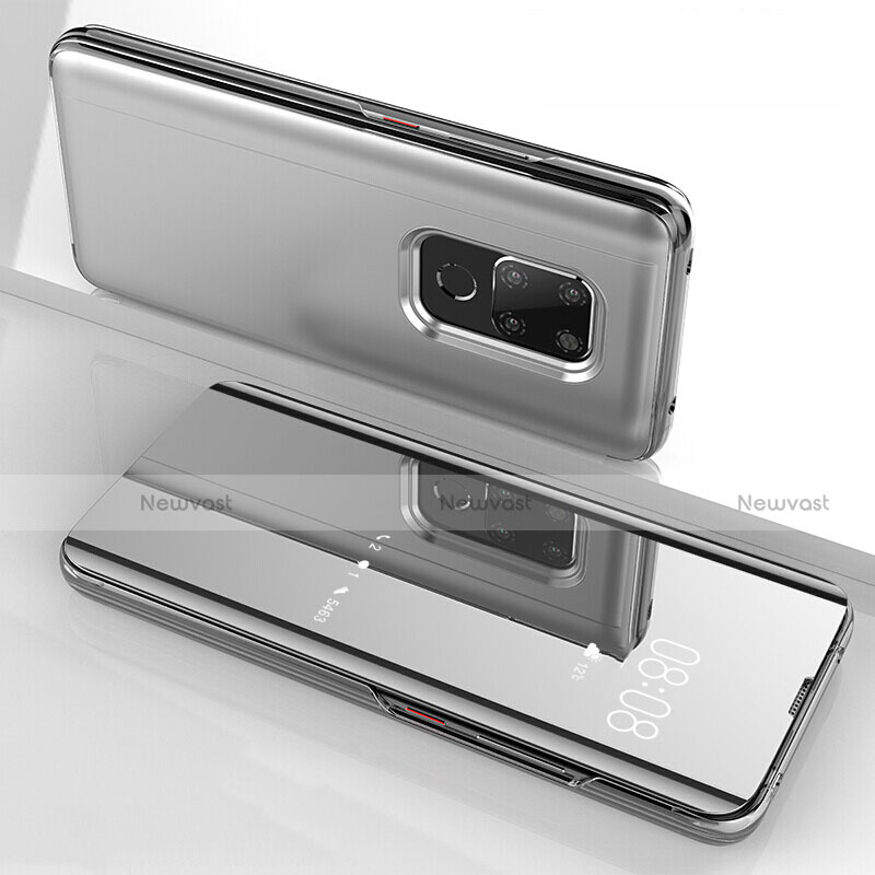 Silicone Transparent Mirror Frame Case Cover for Huawei Mate 20 Silver