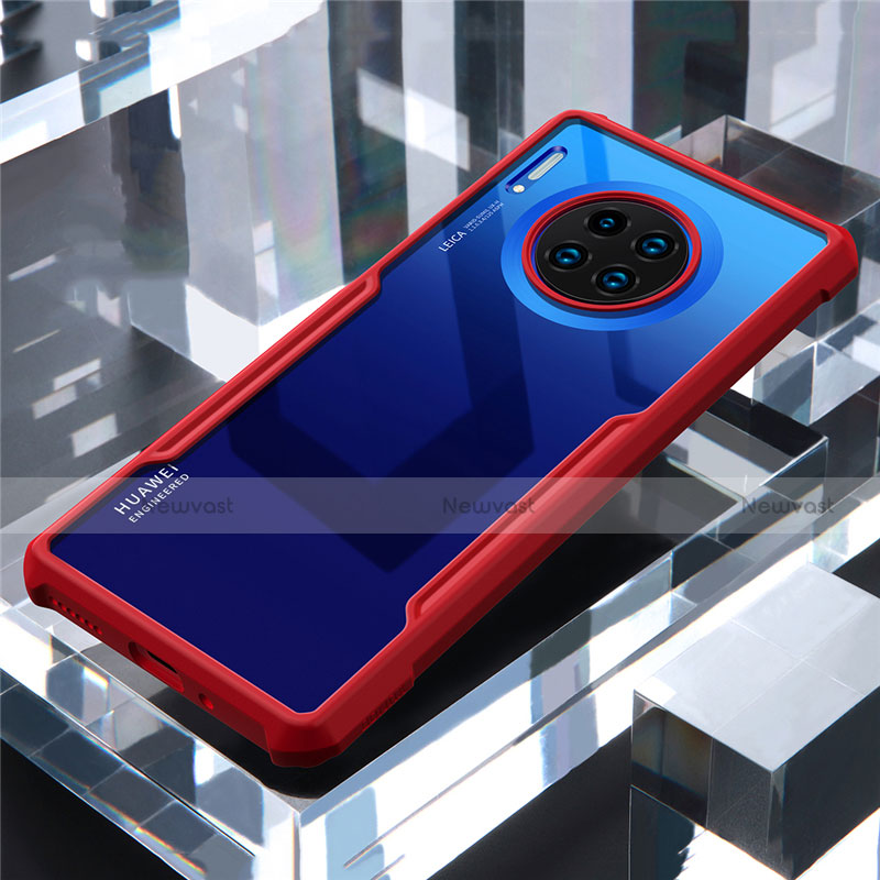 Silicone Transparent Mirror Frame Case Cover for Huawei Mate 30 Pro 5G Red