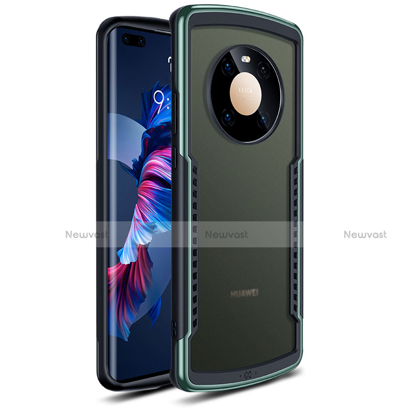 Silicone Transparent Mirror Frame Case Cover for Huawei Mate 40 Pro Green