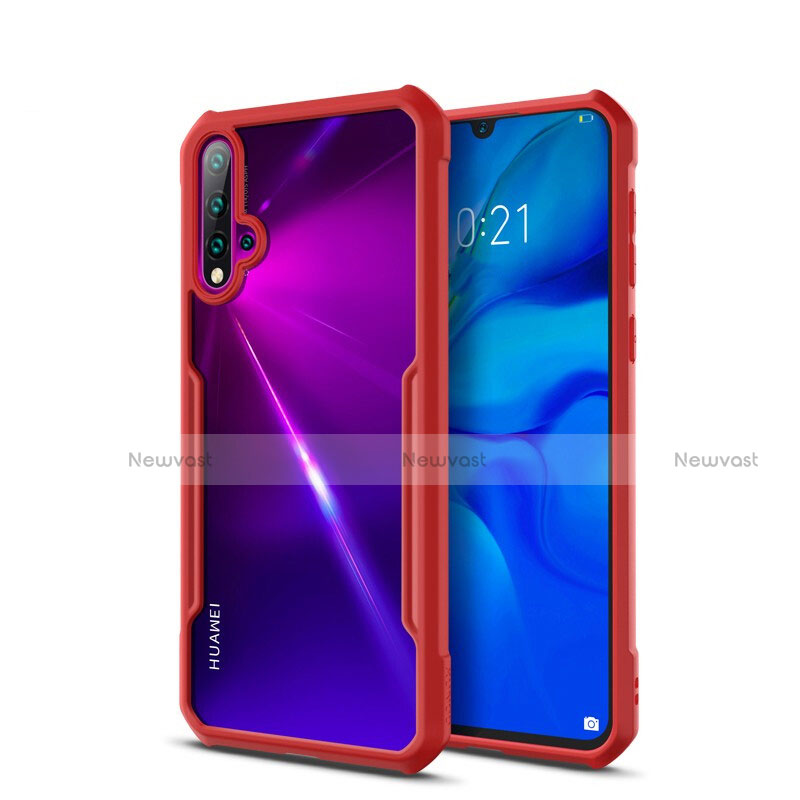 Silicone Transparent Mirror Frame Case Cover for Huawei Nova 5 Red