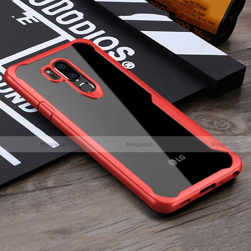 Silicone Transparent Mirror Frame Case Cover for LG G7 Red