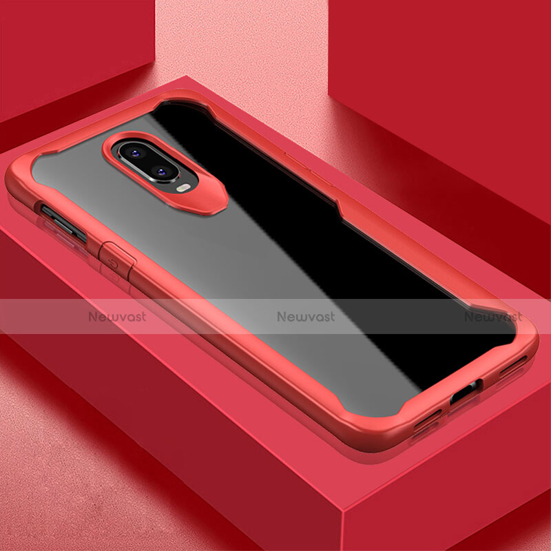 Silicone Transparent Mirror Frame Case Cover for OnePlus 6T Red