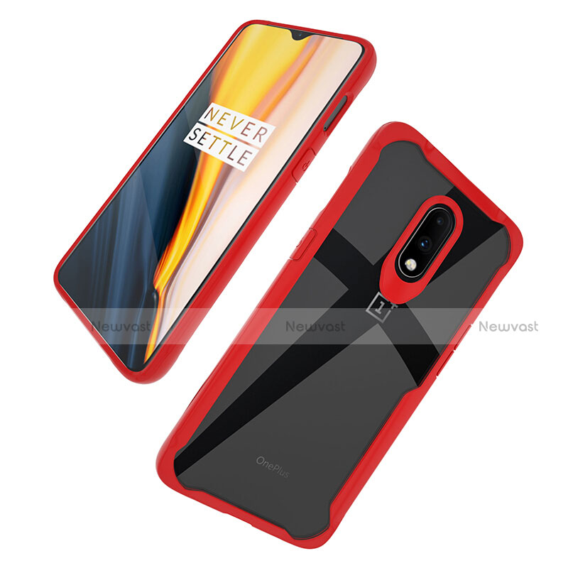 Silicone Transparent Mirror Frame Case Cover for OnePlus 7