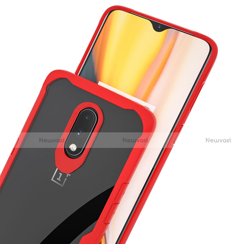 Silicone Transparent Mirror Frame Case Cover for OnePlus 7