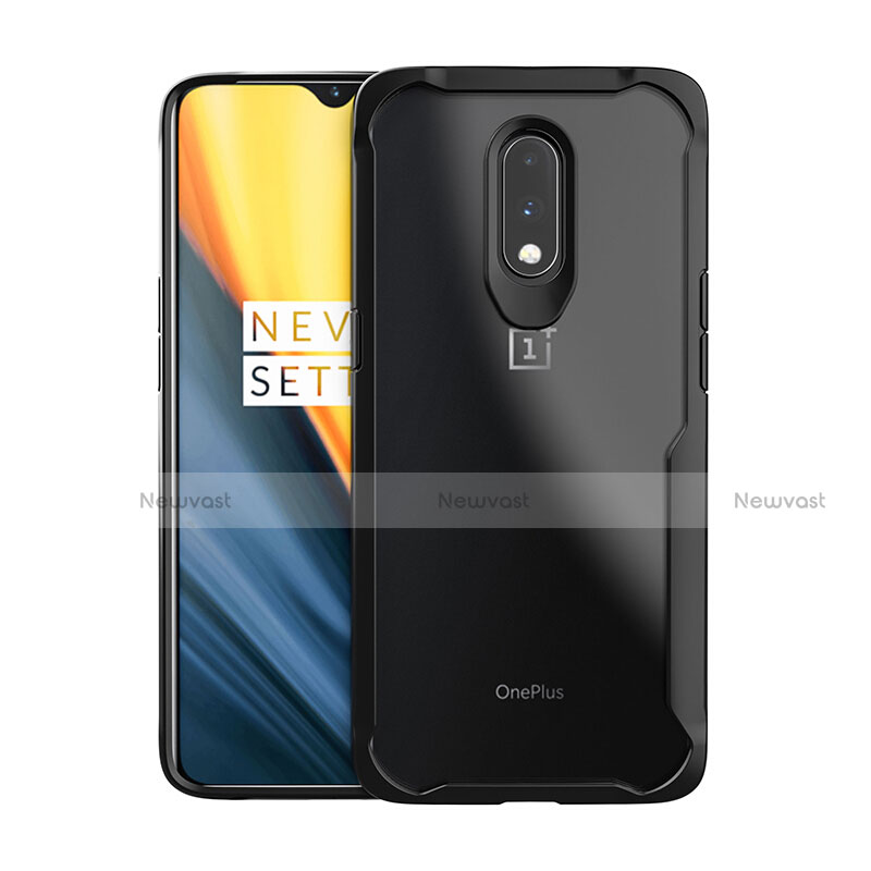 Silicone Transparent Mirror Frame Case Cover for OnePlus 7 Black