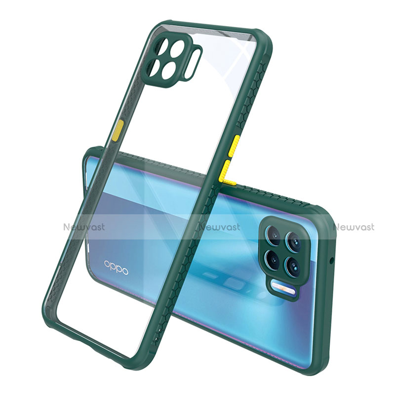 Silicone Transparent Mirror Frame Case Cover for Oppo A93 Midnight Green
