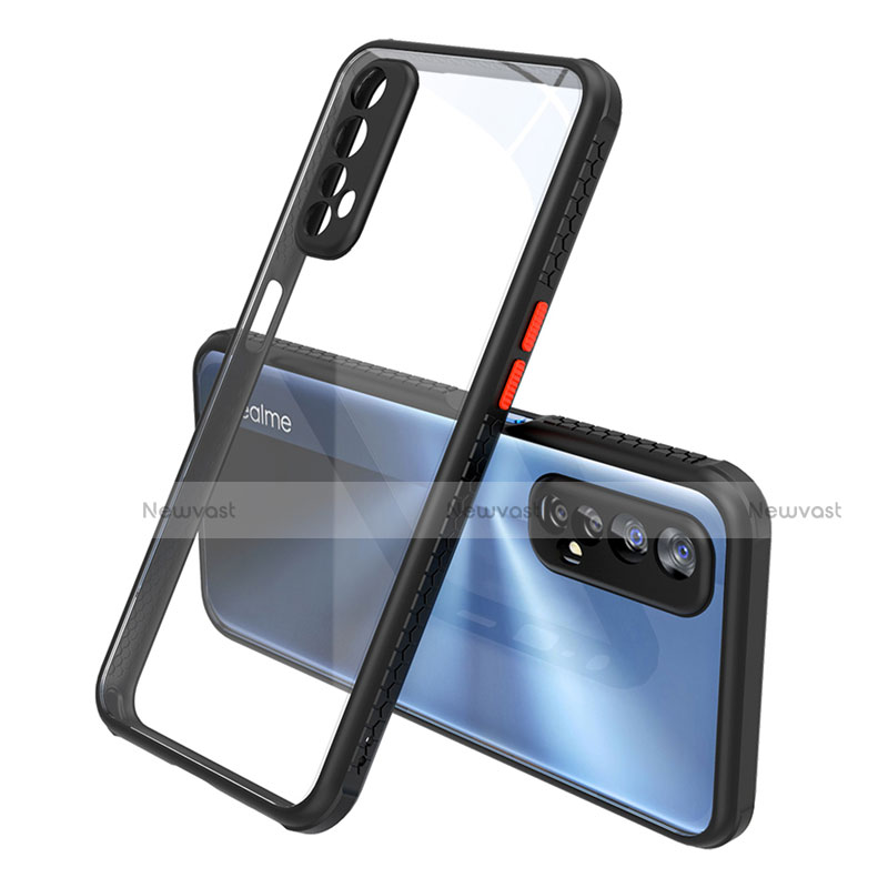 Silicone Transparent Mirror Frame Case Cover for Realme 7 Black