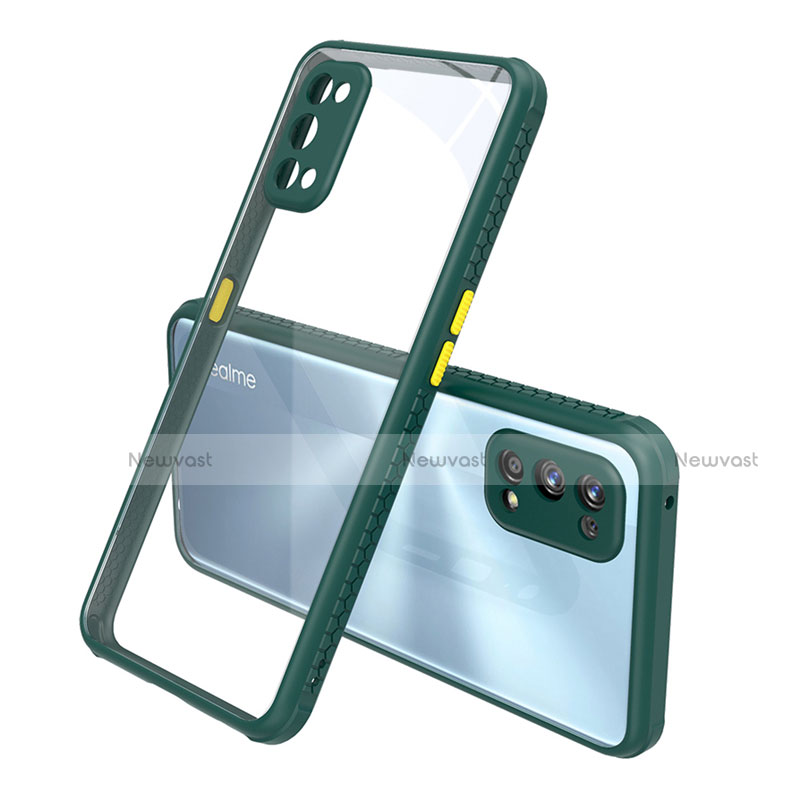 Silicone Transparent Mirror Frame Case Cover for Realme 7 Pro Midnight Green