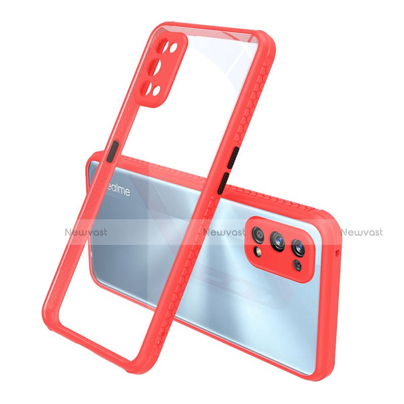Silicone Transparent Mirror Frame Case Cover for Realme 7 Pro Red