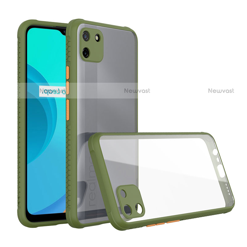 Silicone Transparent Mirror Frame Case Cover for Realme C11 Green
