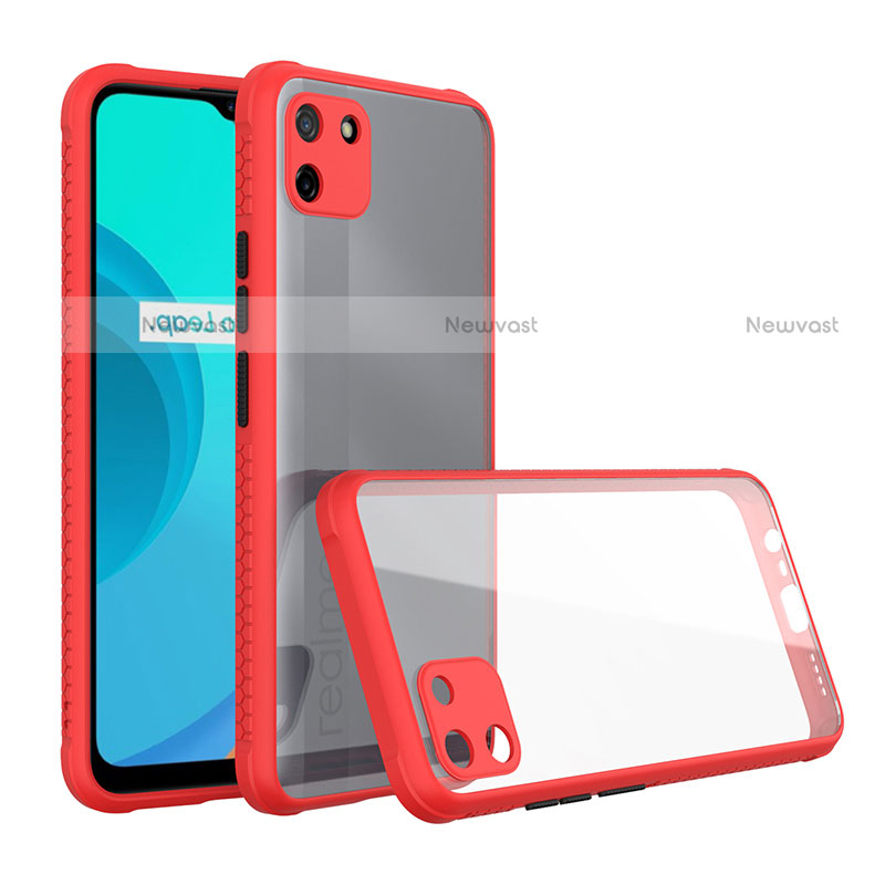 Silicone Transparent Mirror Frame Case Cover for Realme C11 Red