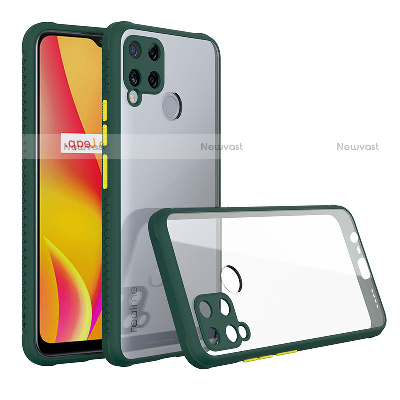 Silicone Transparent Mirror Frame Case Cover for Realme C15 Midnight Green