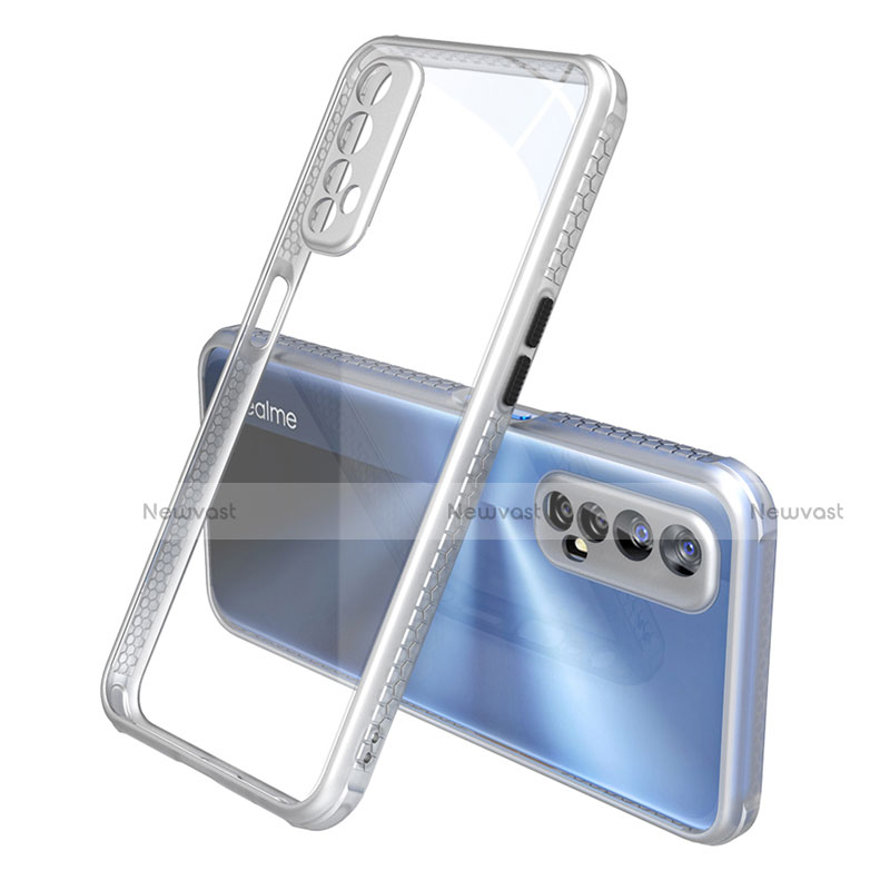 Silicone Transparent Mirror Frame Case Cover for Realme Narzo 20 Pro Silver