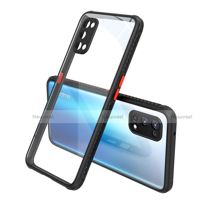 Silicone Transparent Mirror Frame Case Cover for Realme Q2 Pro 5G Black