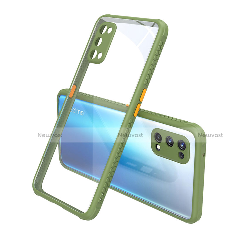 Silicone Transparent Mirror Frame Case Cover for Realme Q2 Pro 5G Green