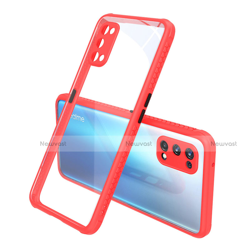 Silicone Transparent Mirror Frame Case Cover for Realme X7 5G Red