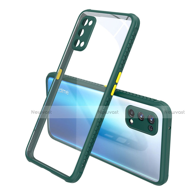 Silicone Transparent Mirror Frame Case Cover for Realme X7 Pro 5G Midnight Green