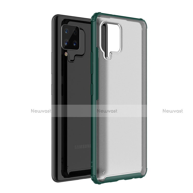 Silicone Transparent Mirror Frame Case Cover for Samsung Galaxy A42 5G Green