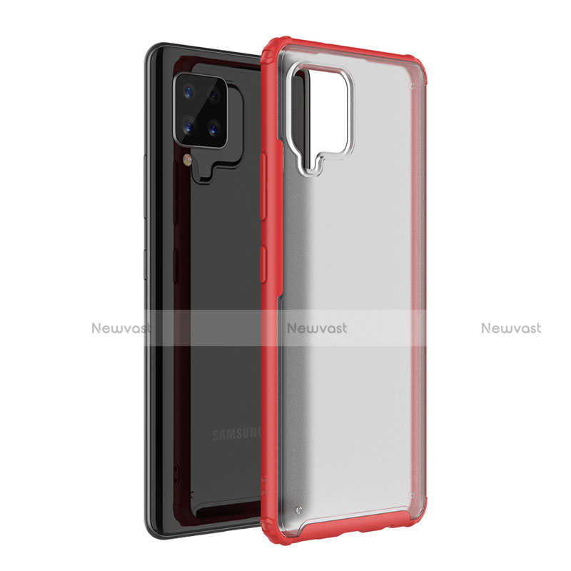 Silicone Transparent Mirror Frame Case Cover for Samsung Galaxy A42 5G Red