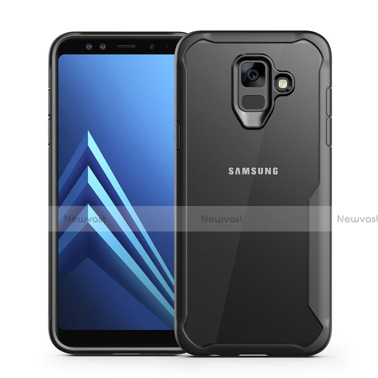 Silicone Transparent Mirror Frame Case Cover for Samsung Galaxy A6 (2018) Black