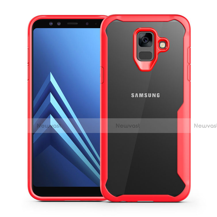 Silicone Transparent Mirror Frame Case Cover for Samsung Galaxy A6 (2018) Red