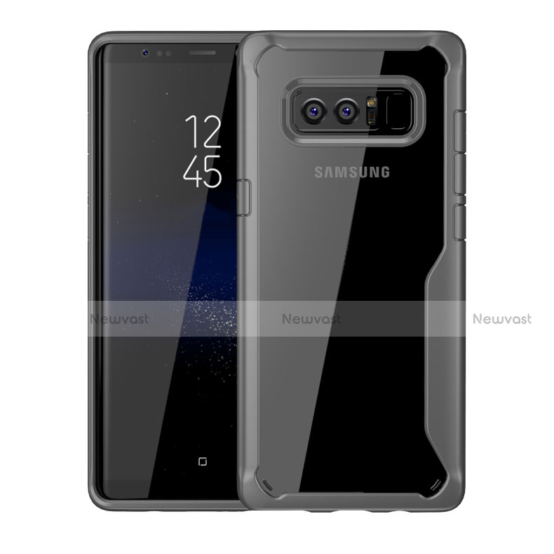 Silicone Transparent Mirror Frame Case Cover for Samsung Galaxy Note 8 Duos N950F Gray